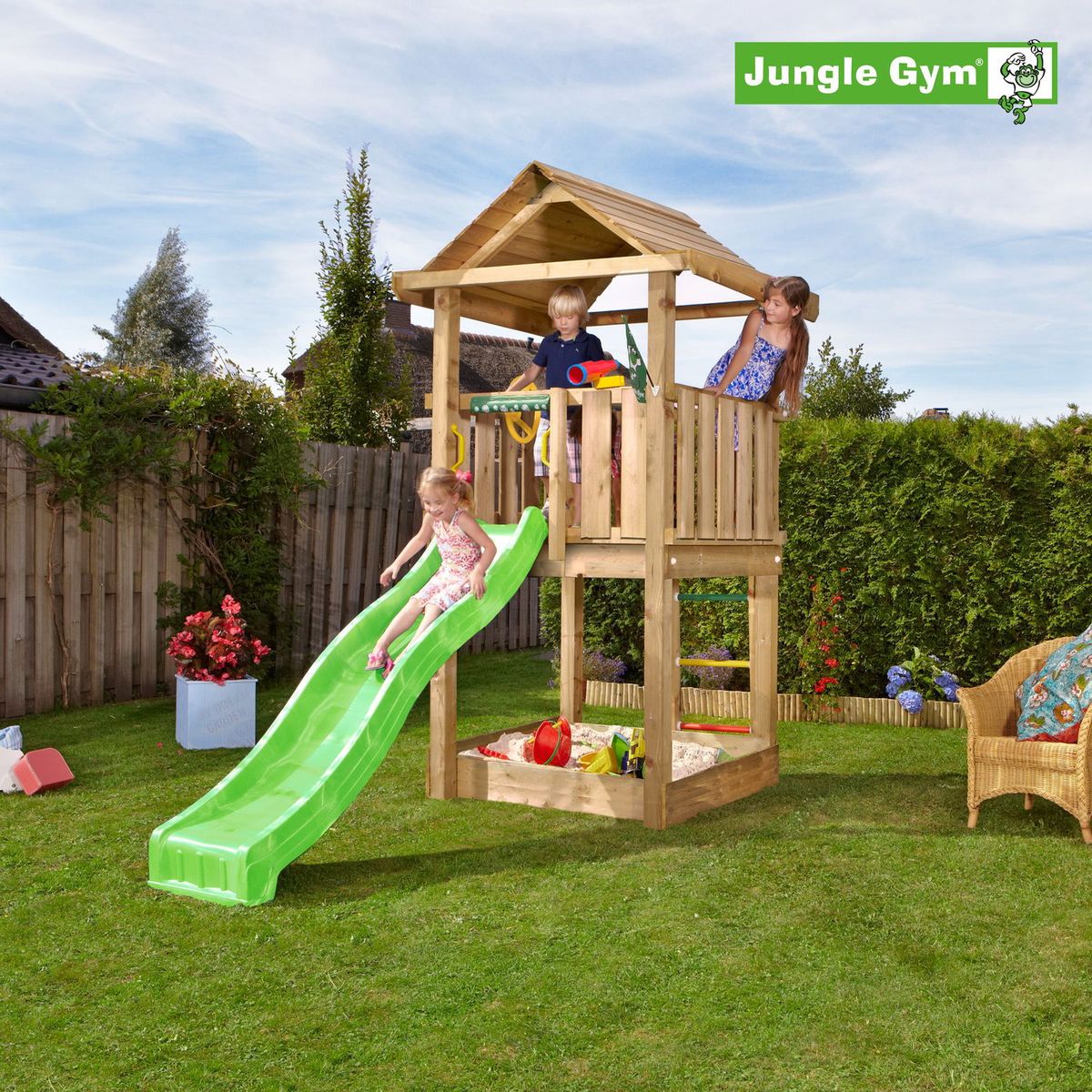 Jungle Gym House legetårn komplet ekskl. rutschebane