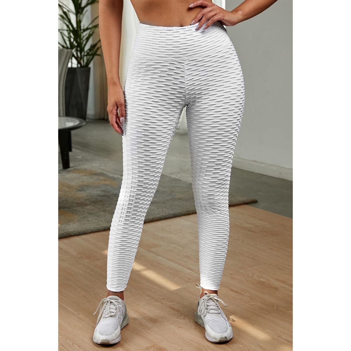 Højtaljet shape leggings, hvid