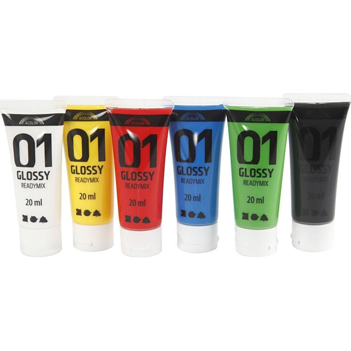 A-color - Akrylmaling Sæt - Glossy Readymix 6x20 Ml