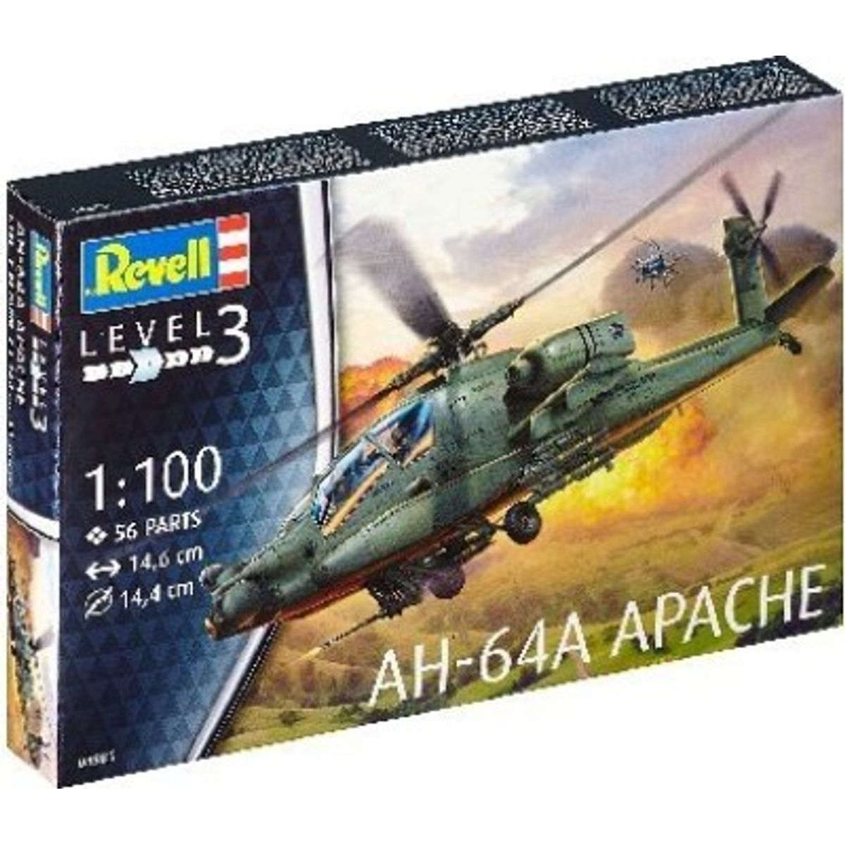 Revell - Ah-64a Apache Byggesæt - 1:100 - Level 3 - 04985