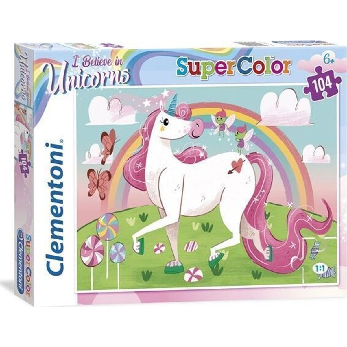 Enhjørning Puslespil - Unicorns - Color - Clementoni - 104 Brikker