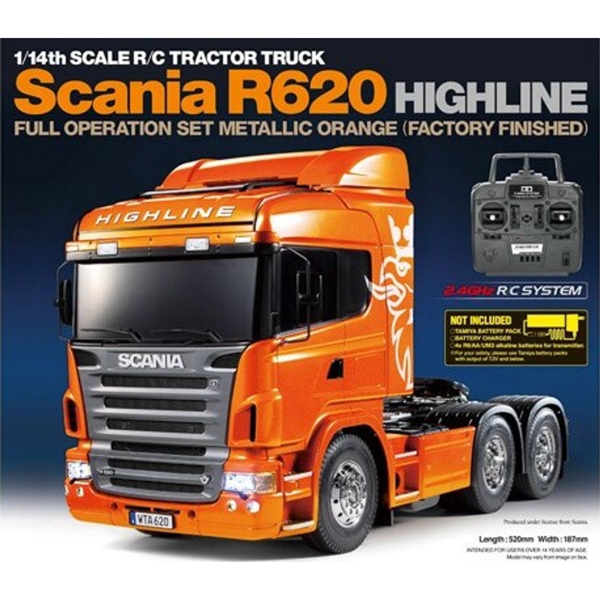 Tamiya - Rc Scania R620 Orange Full Option Fjernstyret Lastbil - 1:14 - 23689