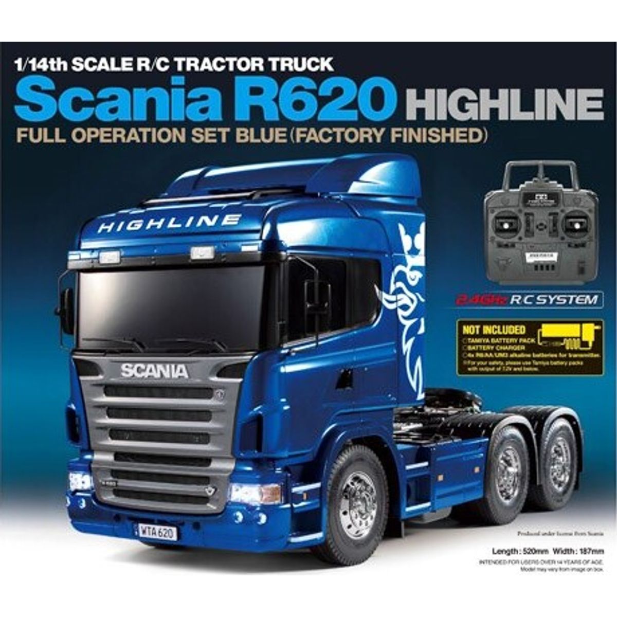 Tamiya - Rc Scania R620 Blue Full Option Fjernstyret Lastbil - 1:14 - 23674