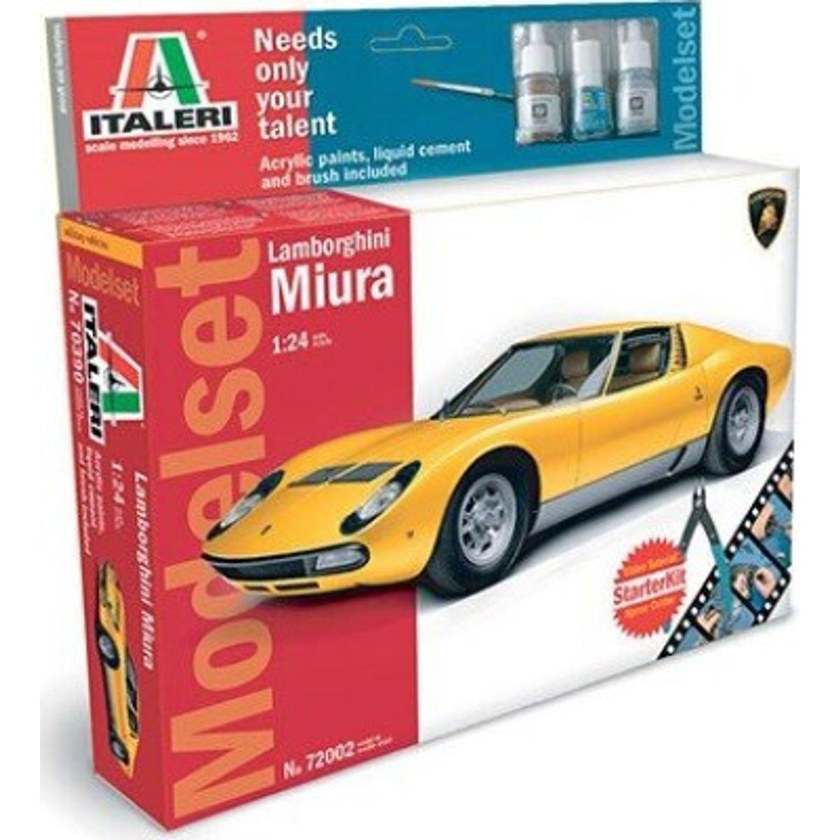 Italeri - Lamborghini Miura Byggesæt Med Maling - 1:24 - 72002