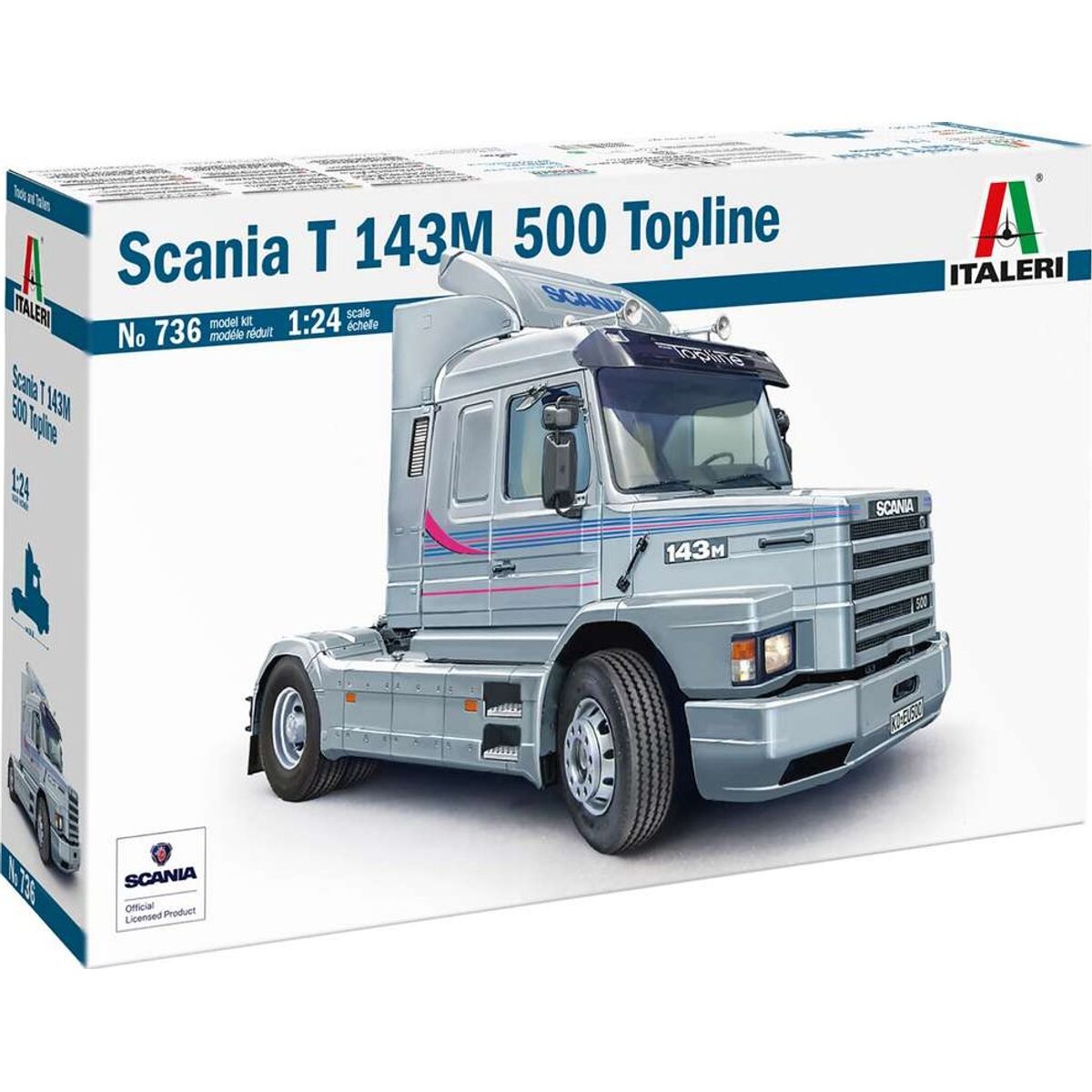 Italeri - Scania T 143m 500 Topline Lastbil Byggesæt - 1:24 - 0736