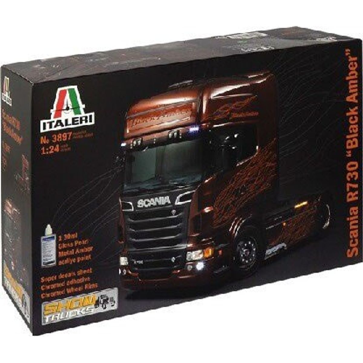 Italeri - Scania R730 Black Amber Lastbil Byggesæt - 1:24 - 3897