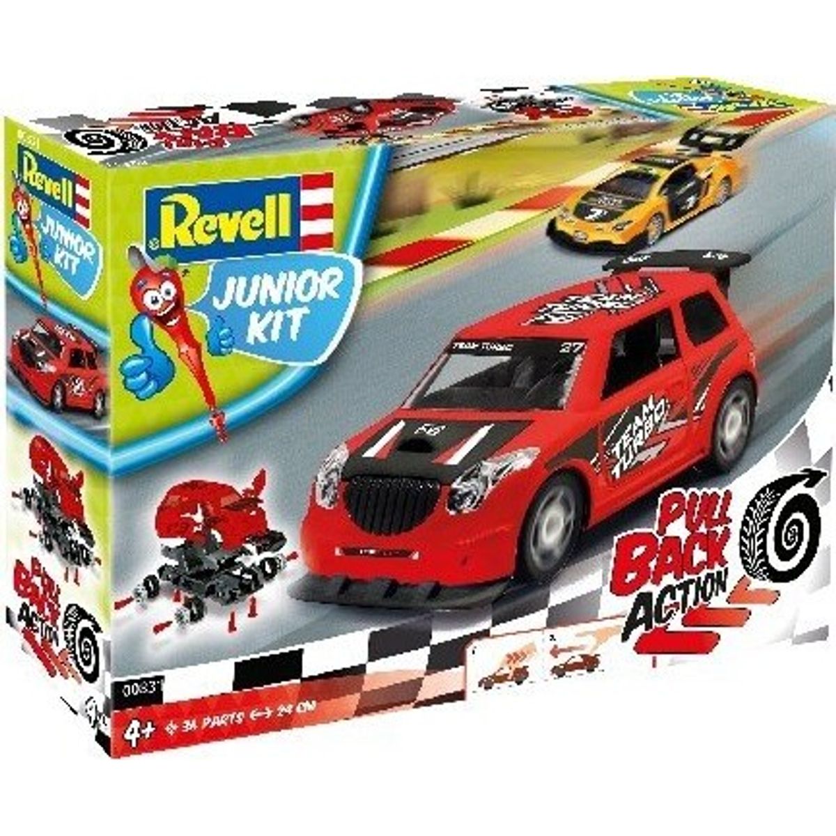 Revell Junior Kit - Racerbil Med Pull Back Funktion - 1:20 - Rød - 36 Dele