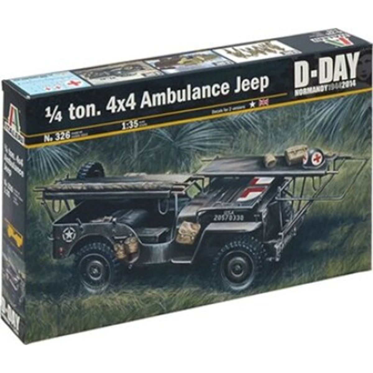 Italeri - 1/4 Ton. 4x4 Ambulance Jeep Bil Byggesæt - 1:35 - 0326s