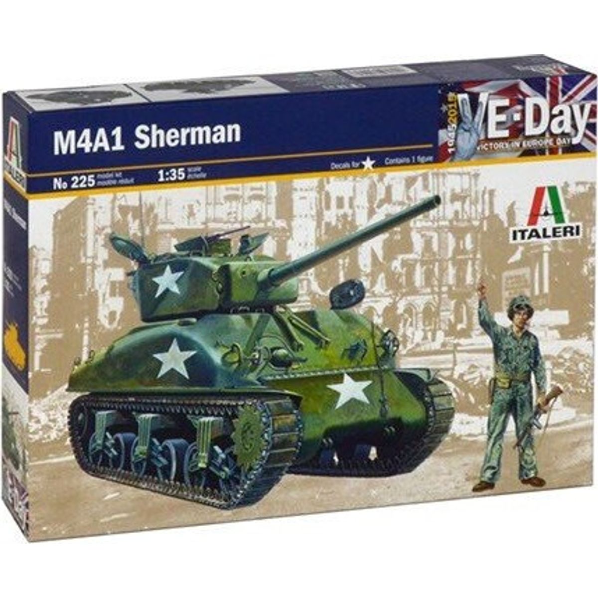 Italeri - M4a1 Sherman Tank Byggesæt - 1:35 - 225