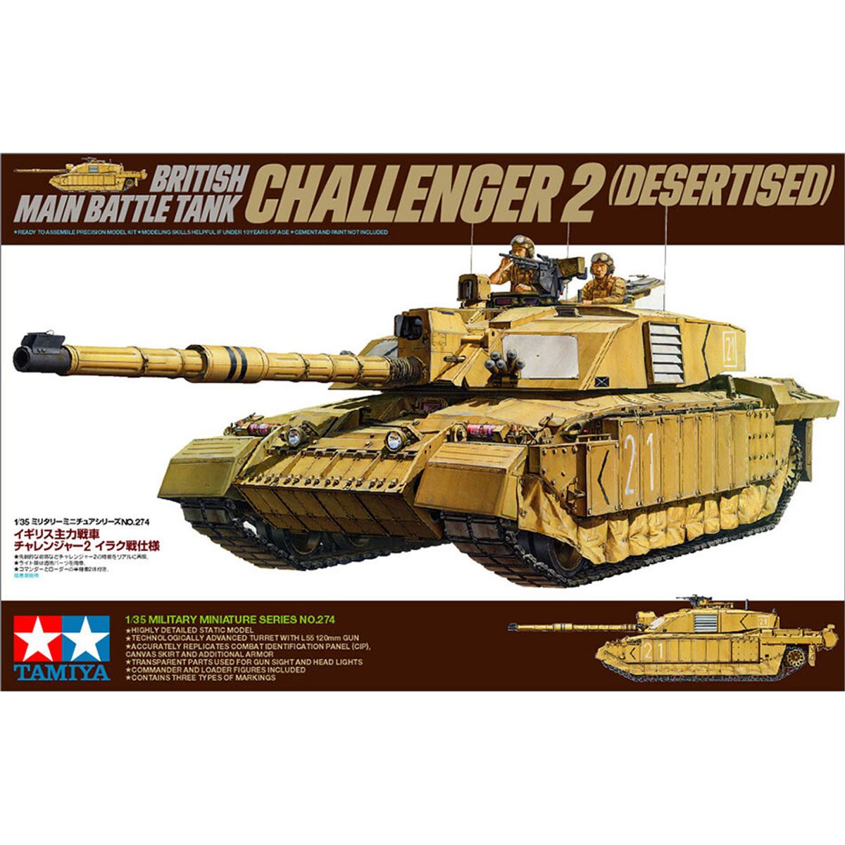 Tamiya - Challenger 2 Desert Model Tank Byggesæt - 1:35 - 35274