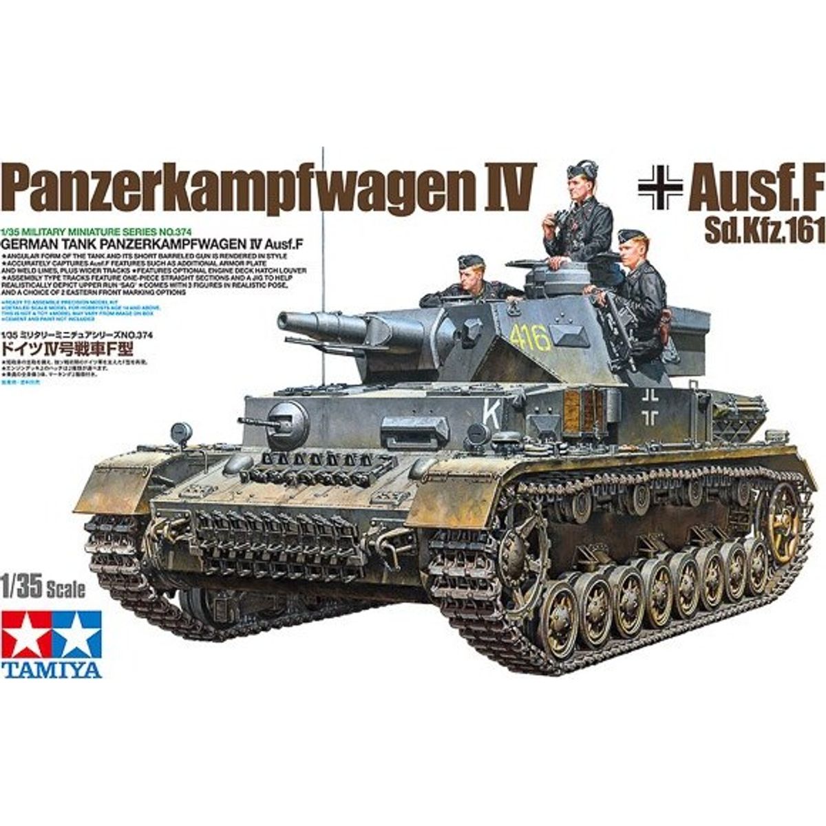 Tamiya - Panzerkampfwagen Iv Ausf.f Tank Byggesæt - 1:35 - 35374