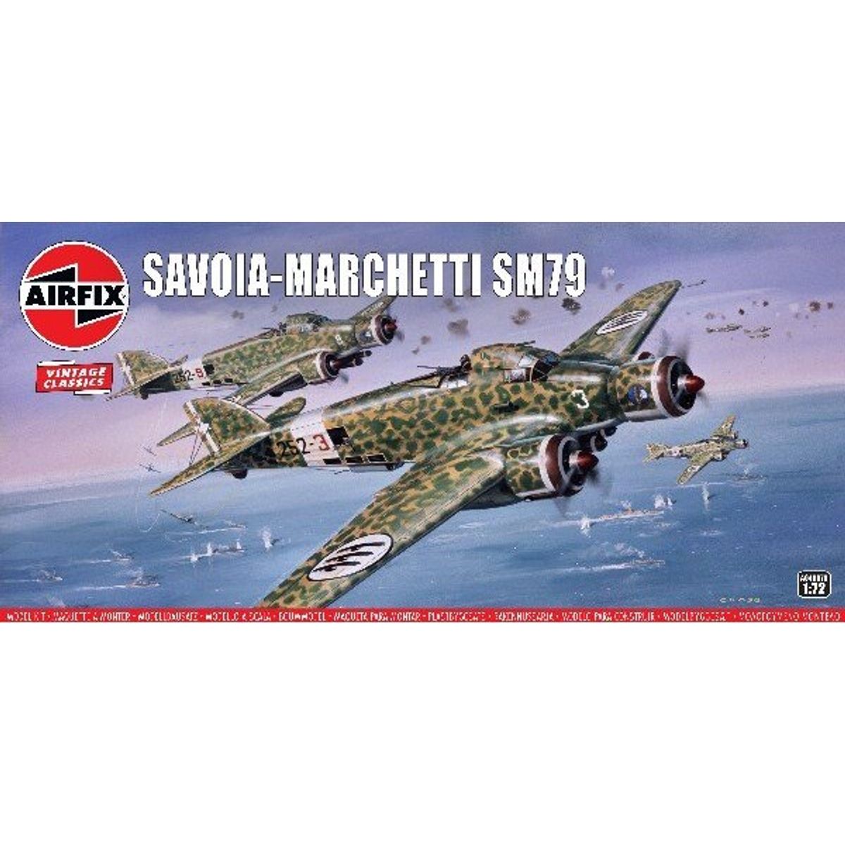 Airfix - Savoia Marchetti Sm79 Fly Byggesæt - 1:72- Vintage Classics - A04007v