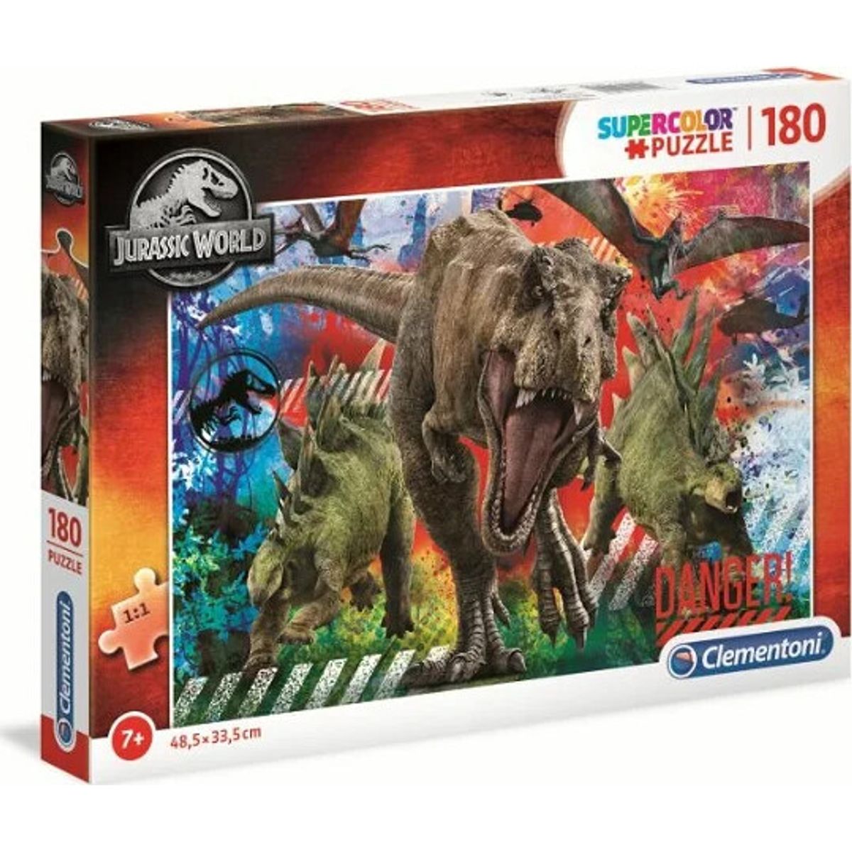 Clementoni Puslespil - Jurassic World - Super Color - 180 Brikker