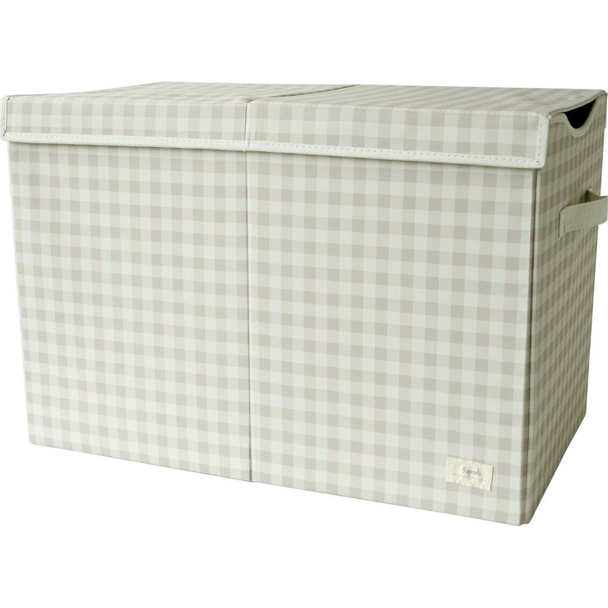 3 Sprouts - Opbevaringskasse Med Låg - Gingham - Beige