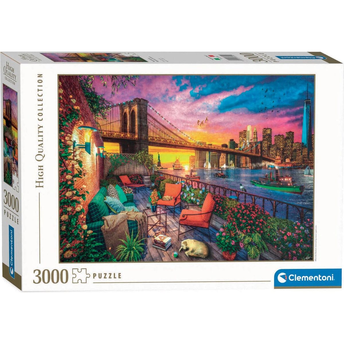 Clementoni Puslespil - Manhatten Balcony Sunset - High Quality - 3000 Brikker