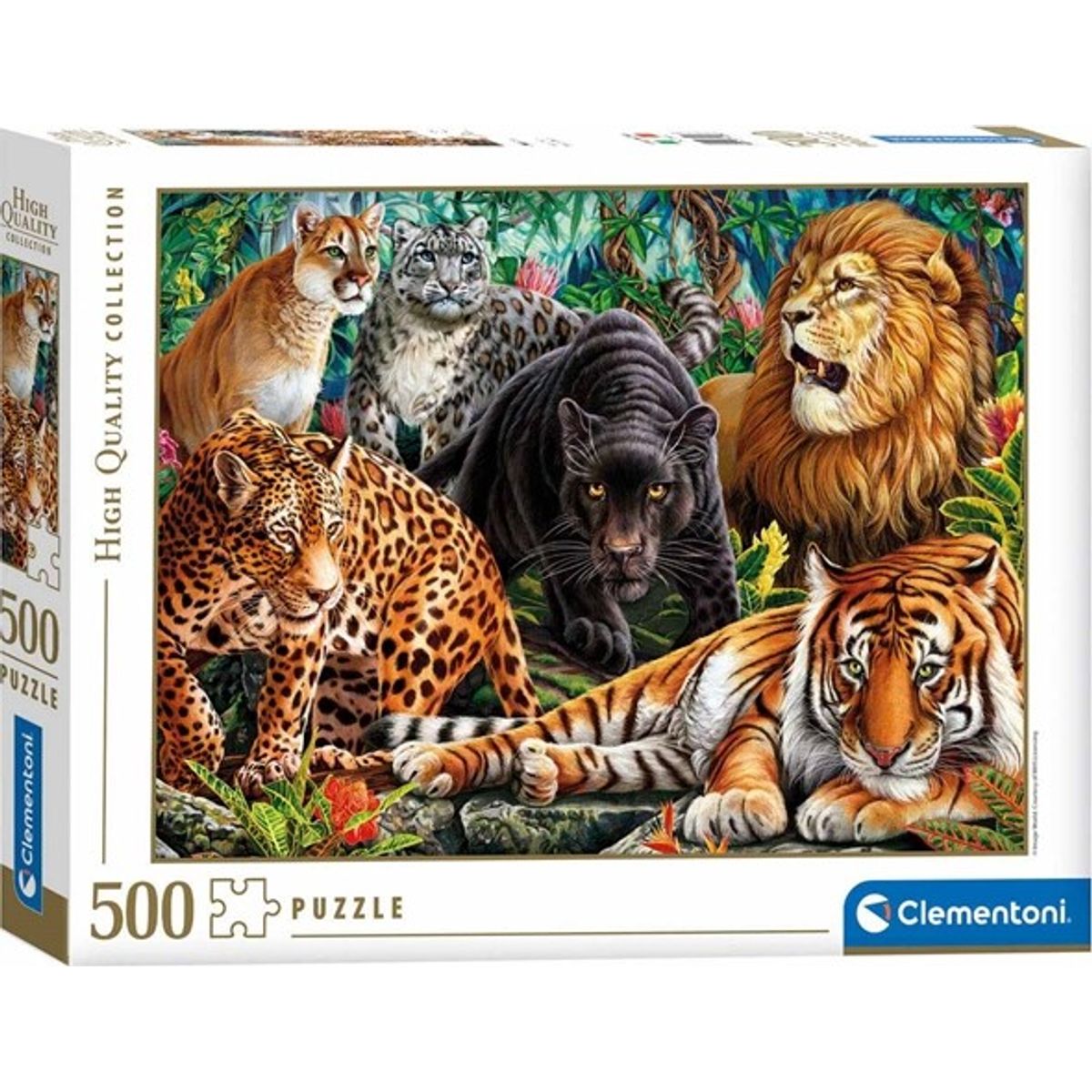 Clementoni Puslespil - Wild Cats - High Quality - 500 Brikker