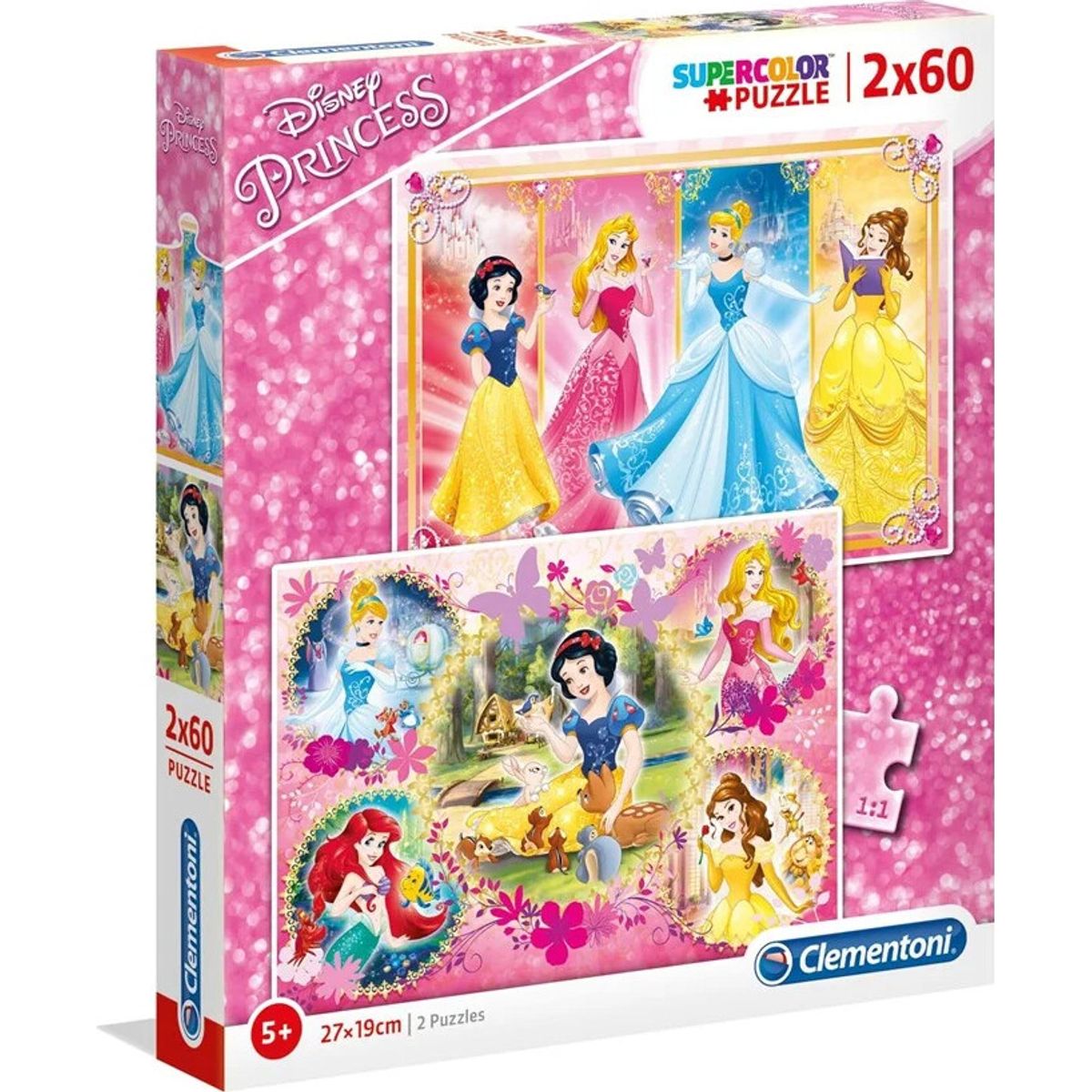 Disney Princess Puslespil - Super Color - Clementoni - 2x60 Brikker