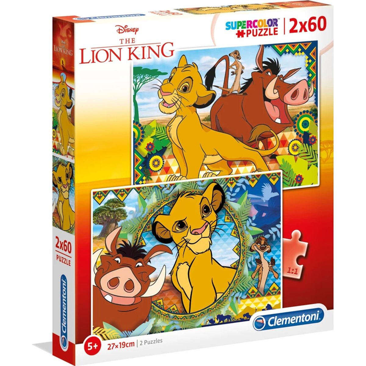 Løvernes Konge Puslespil - Disney - 2x60 Brikker - Clementoni