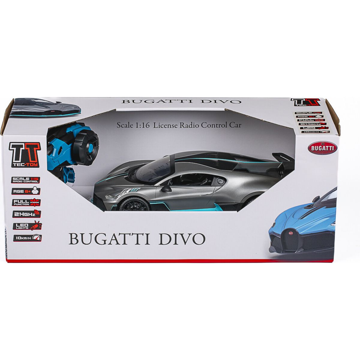 Bugatti Divo - Rc Fjernstyret Racerbil - 1:16 - 2,4 Ghz - Grå