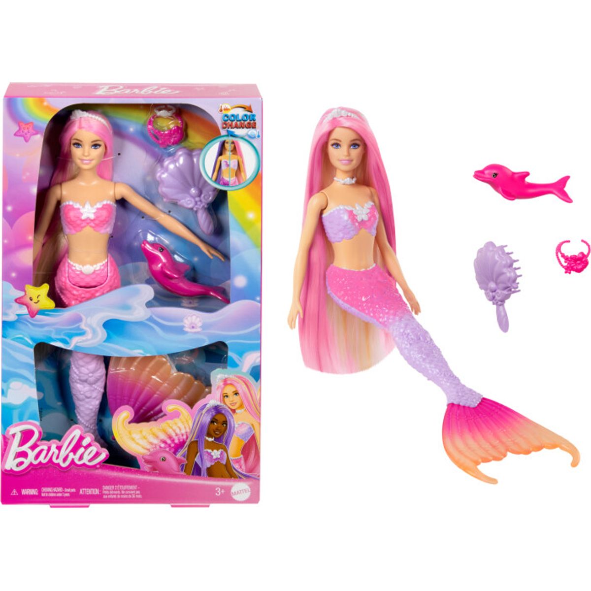 Barbie - A Touch Of Magic Malibu Havfrue Dukke - Color Change