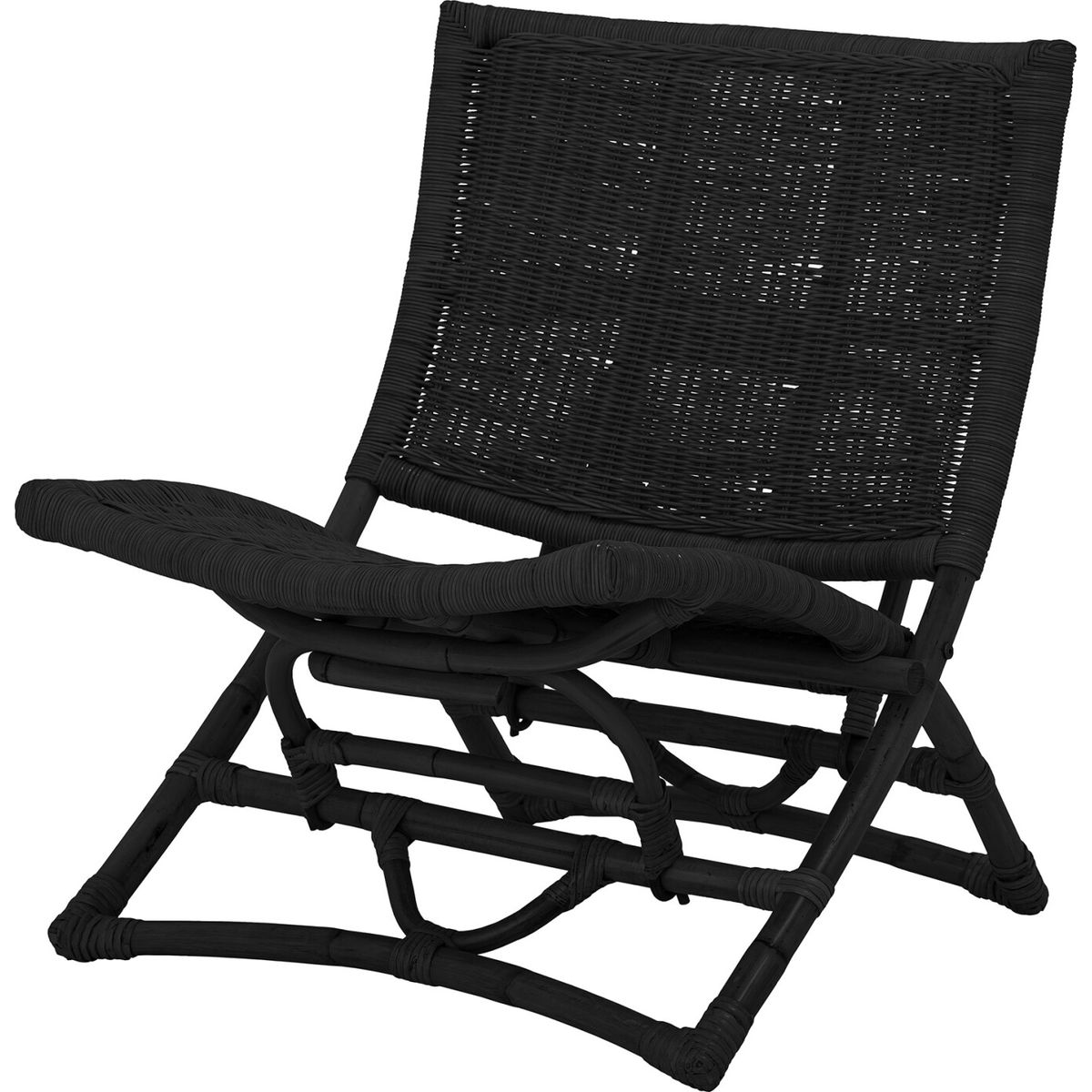 Bloomingville - Baz Loungestol - Sort - Rattan Flet