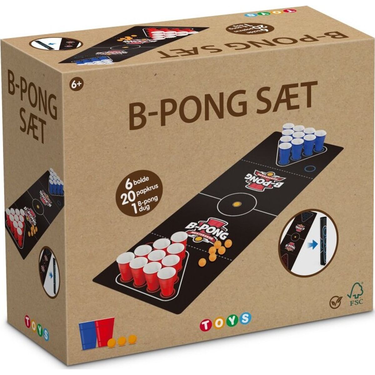 Beer Pong Sæt Med Bolde, Krus Og Dug