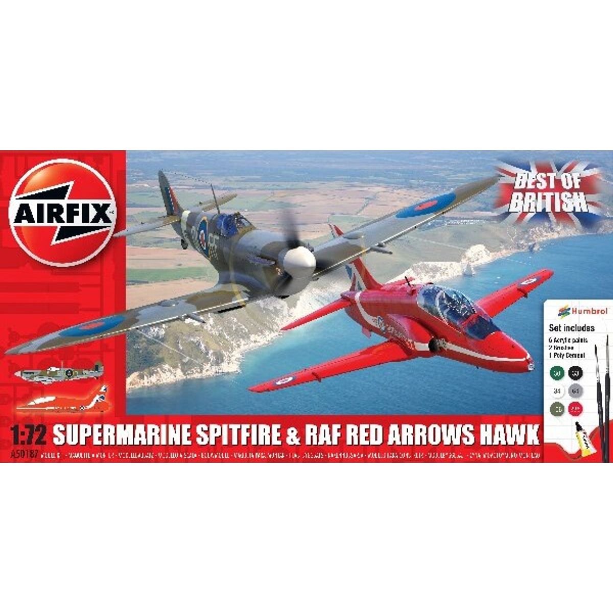 Airfix - Supermarine Spitfire + Red Arrows Hawk Fly Byggesæt - 1:72 - A50187