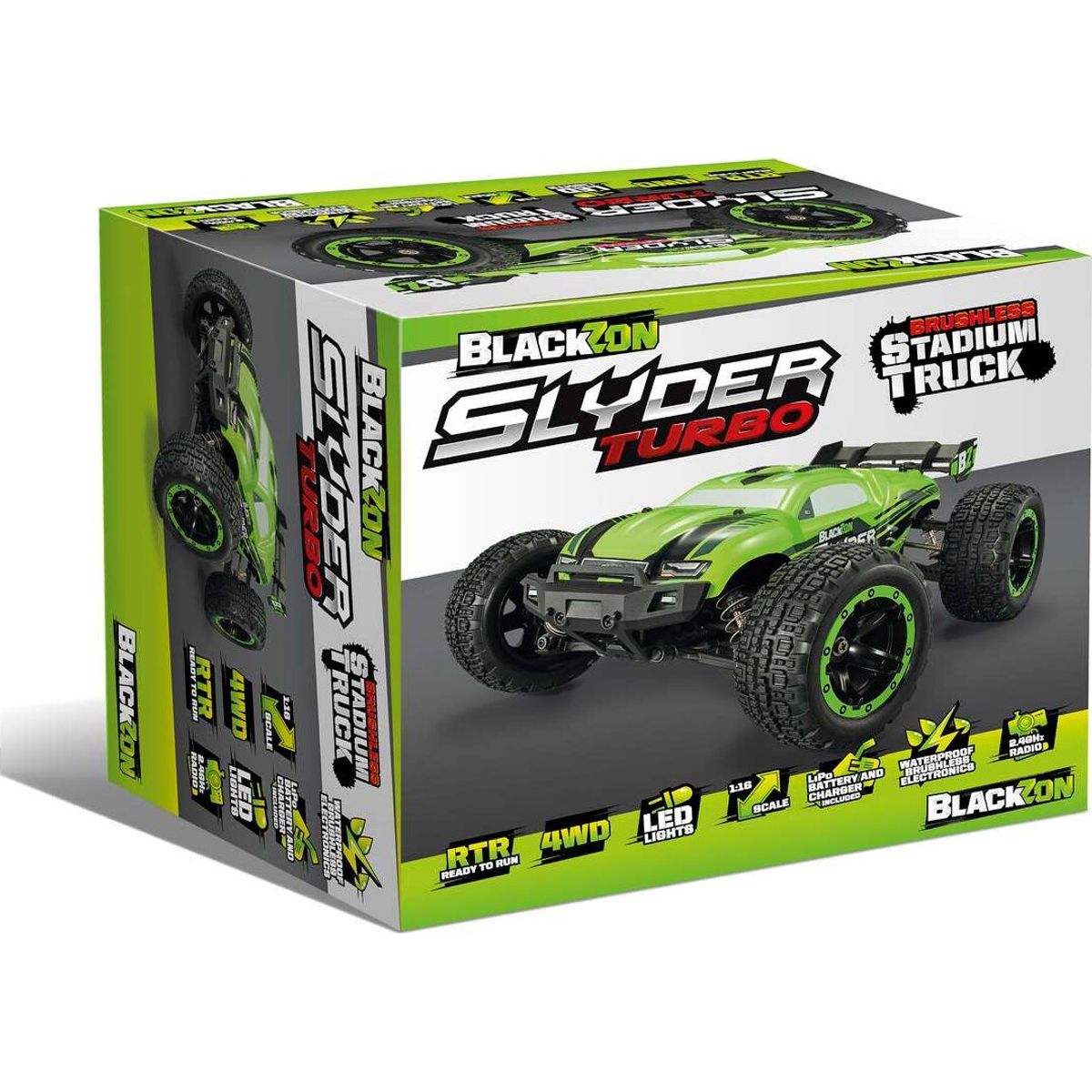 Blackzon - Slyder Turbo Stadium Truck Brushless - Fjernstyret - 1:16 - Grøn