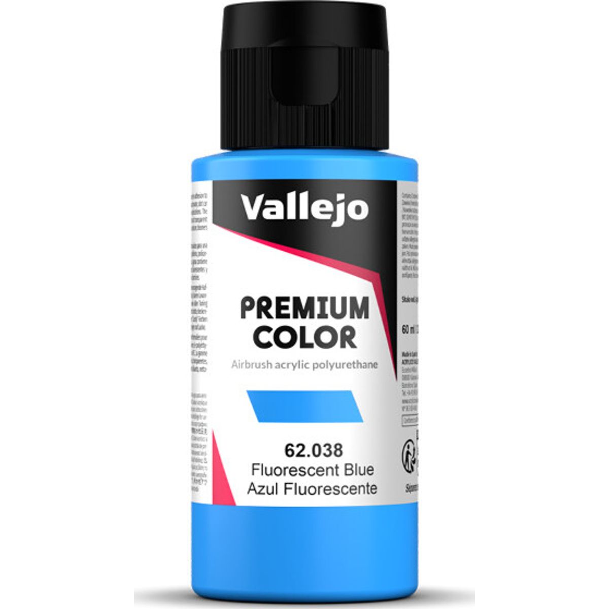 Vallejo - Premium Airbrush Maling - Blue Fluorescent 60 Ml