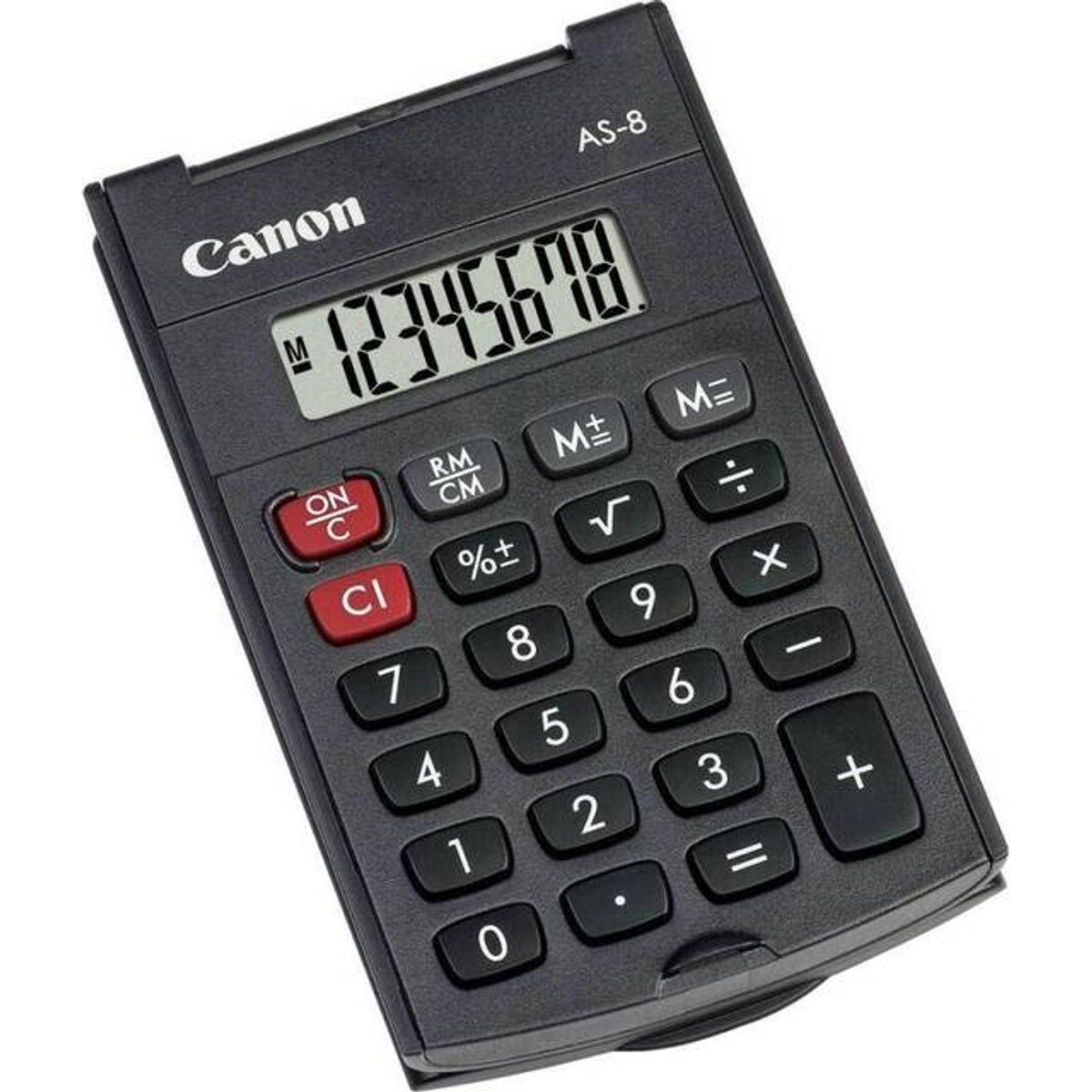 Canon - Simple Hand Held Pocket Calculator With Durable Flip Cover - Black (as-8)