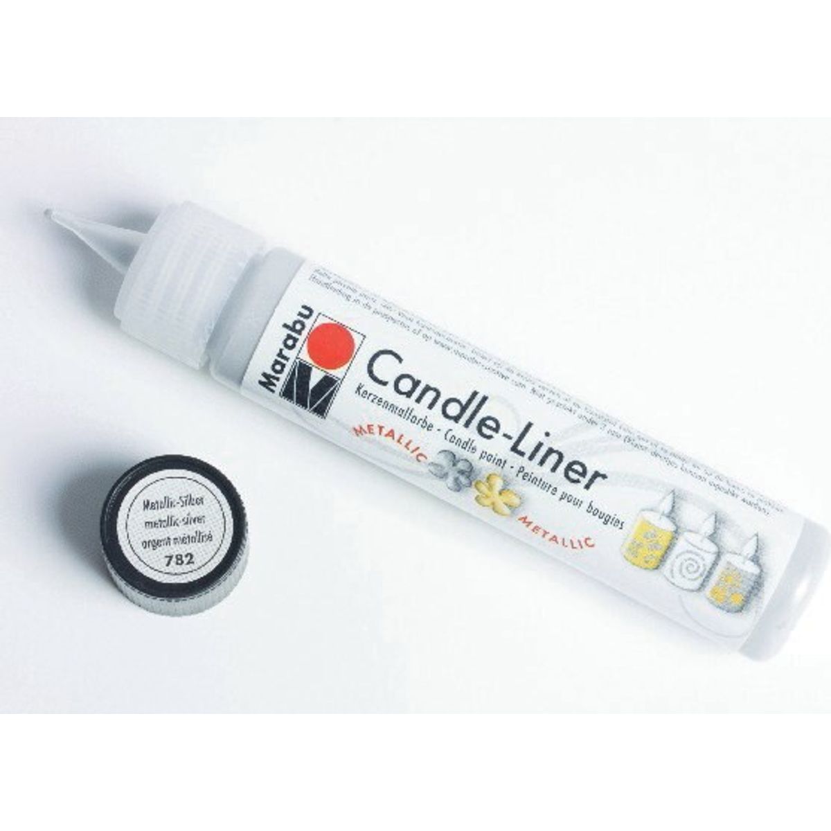 Marabu - Candle Liner - Metallic Sølv - Maling Til Lys - 25 Ml