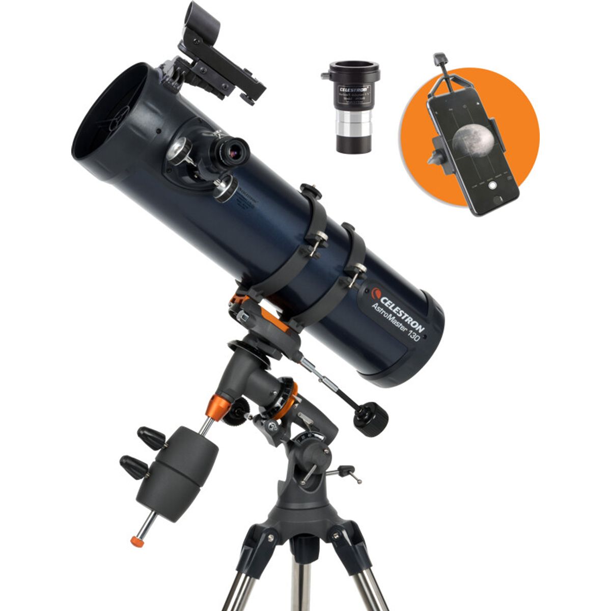 Celestron - Astromaster Reflector 130eq - Stjernekikkert Med Telefonadapter Og T2-barlow