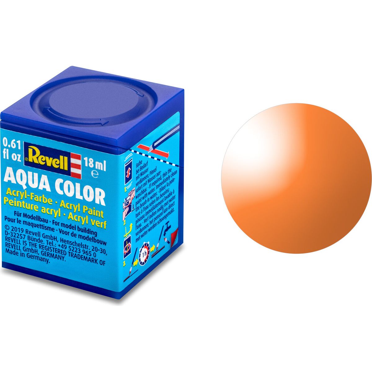 Revell - Maling - Aqua Color Clear Orange Acrylic - 18 Ml - 36730