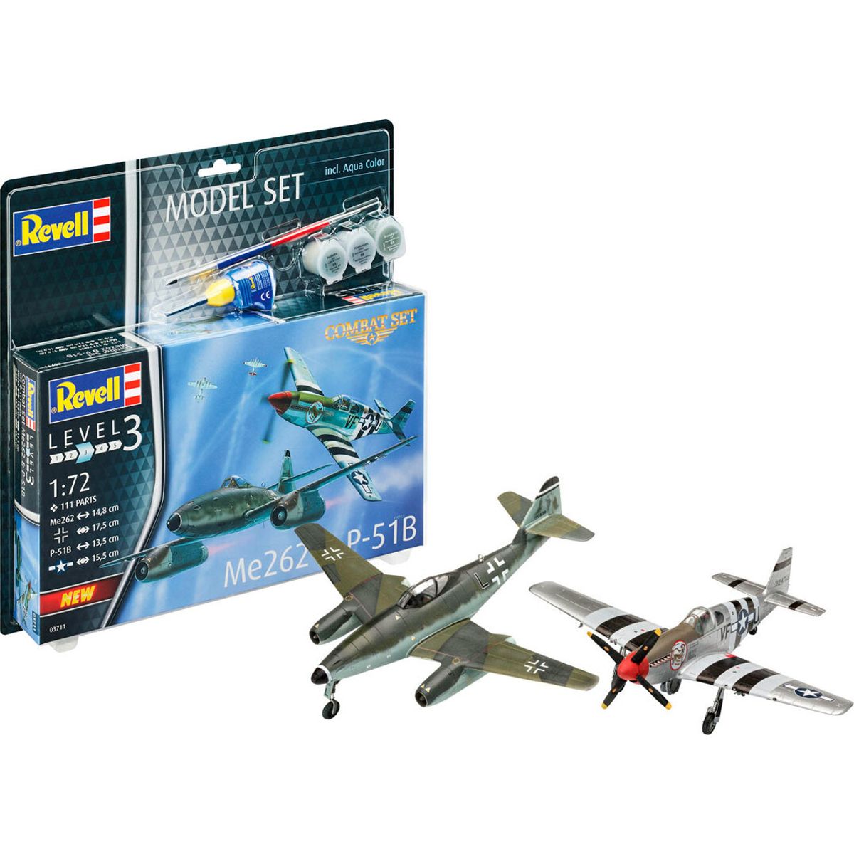 Revell - Messerschmitt Me 262 + P-51b Mustang Fly Byggesæt - 1:72 - Level 3 - 03711