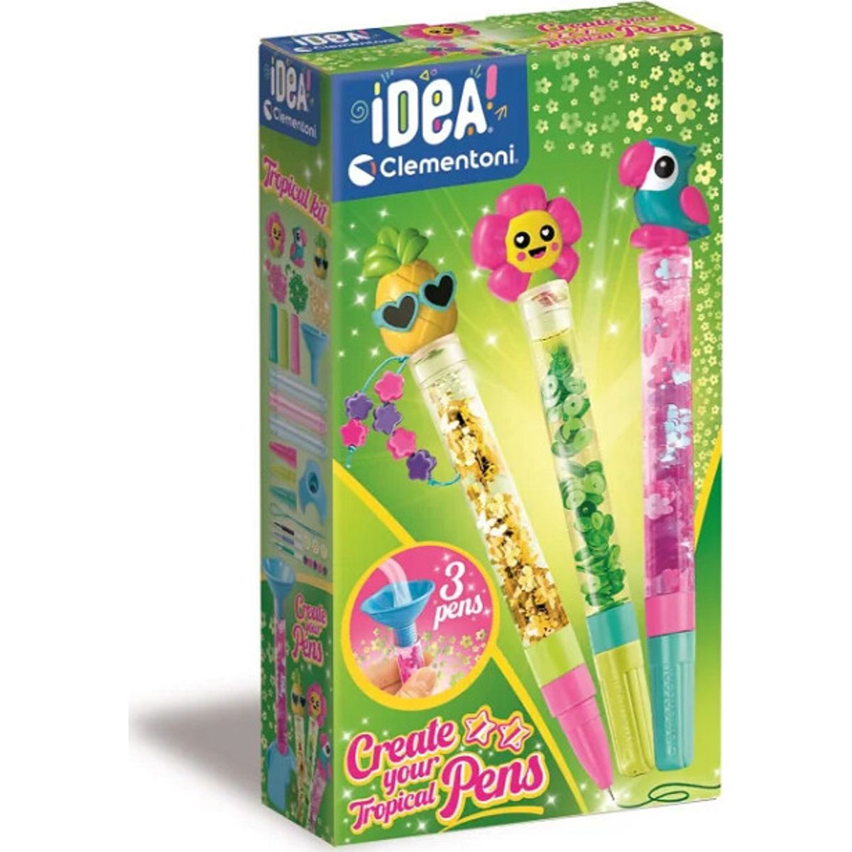 Clementoni - Idea - Create Your Pens - Tropical Kit - 3 Penne