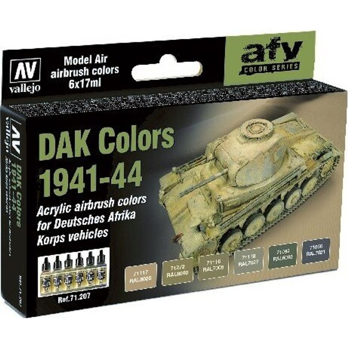 Vallejo - Maling Sæt Til Modelhobby - Dak Colors 1941-44 - 6x71 Ml