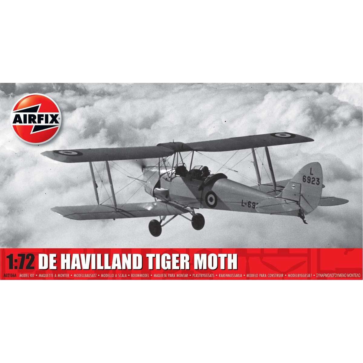 Airfix - De Havilland Tiger Moth Fly Byggesæt - 1:72 - A02106a