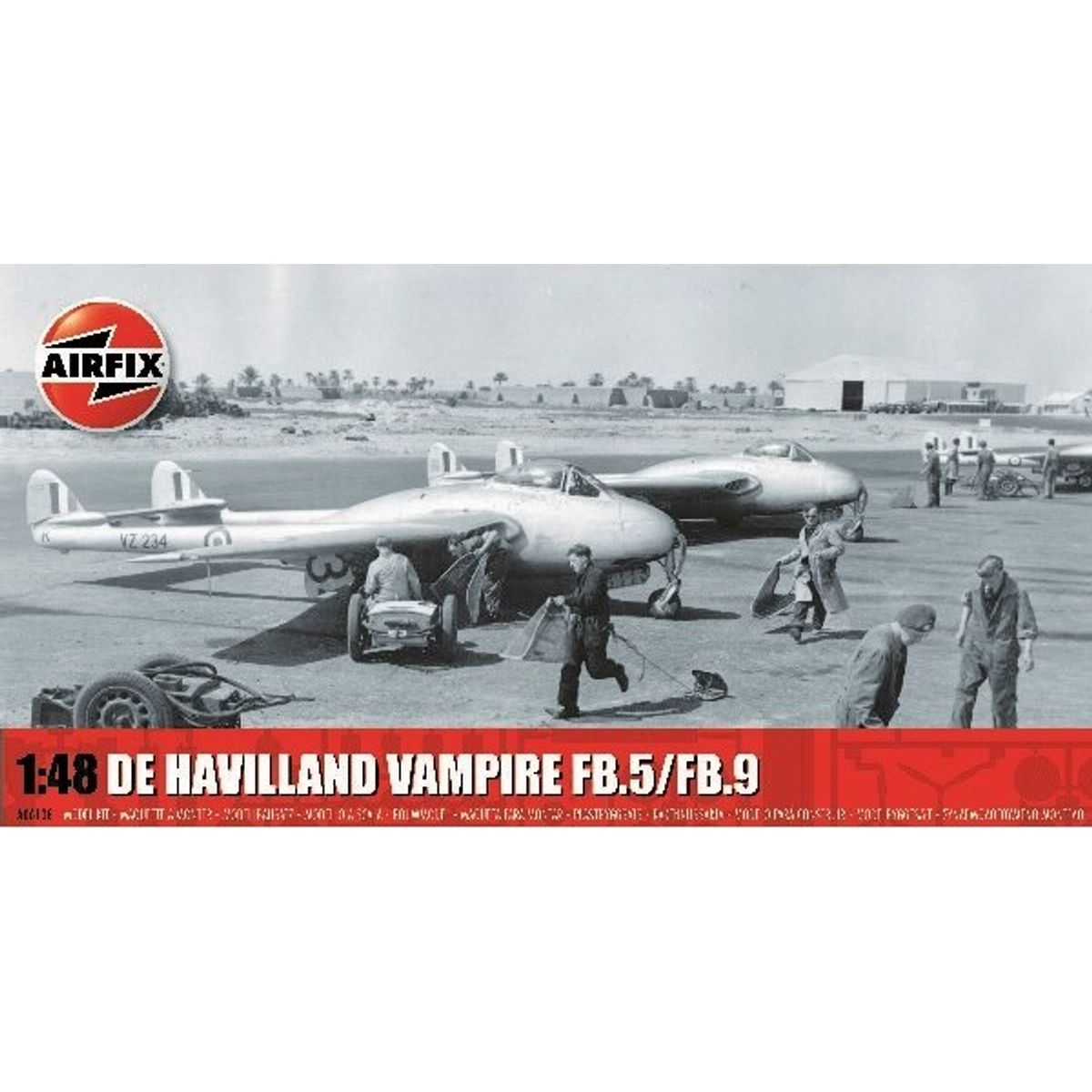 Airfix - De Havilland Vampire Fb.5 Fb.9 Modelfly Byggesæt - 1:48 - A06108