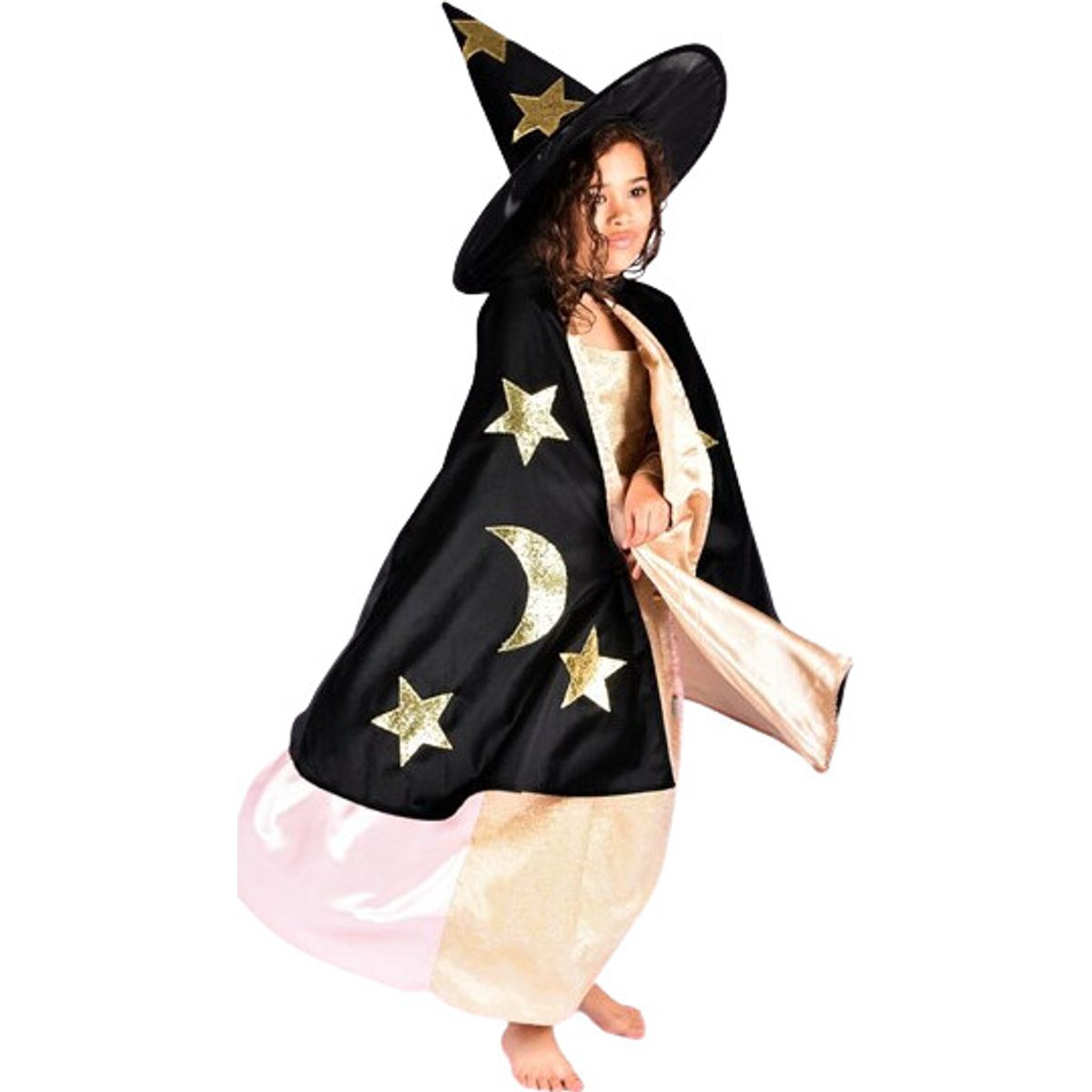 Den Goda Fen - Velvet Cape W. Hat - Black (3-8 Years) (f77603)