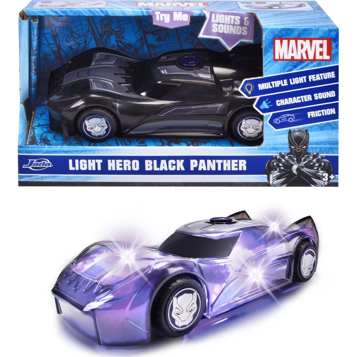 Dickie Toys - Marvel - Legetøjsbil Med Lys Og Lyd - Black Panther