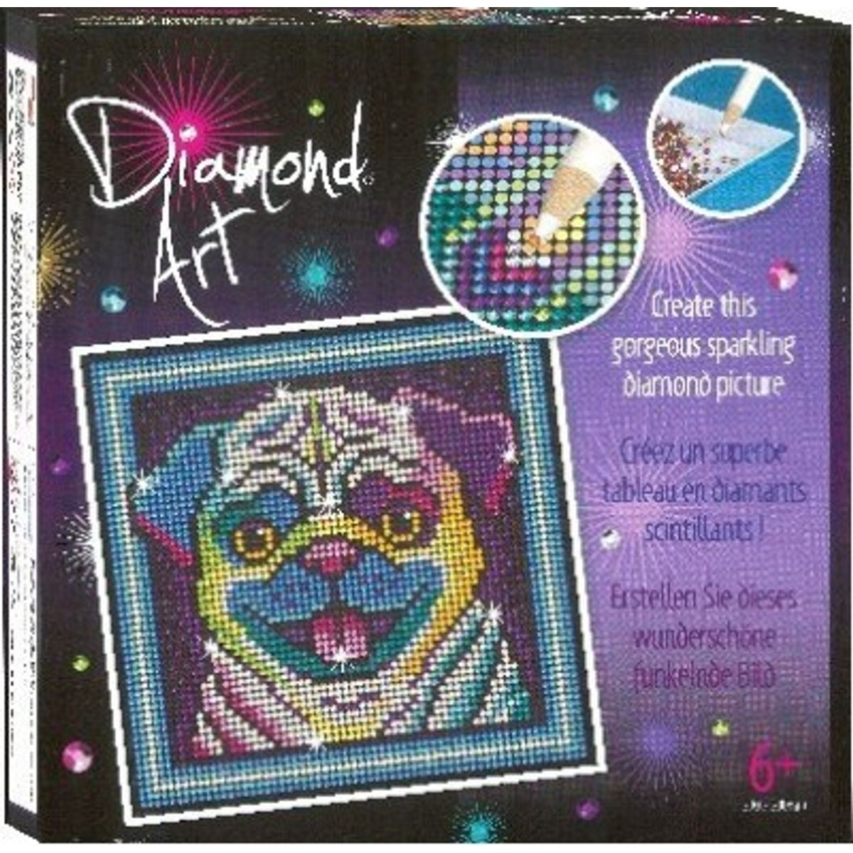 Diamond Art - Mops Hund - 20 X 20 Cm