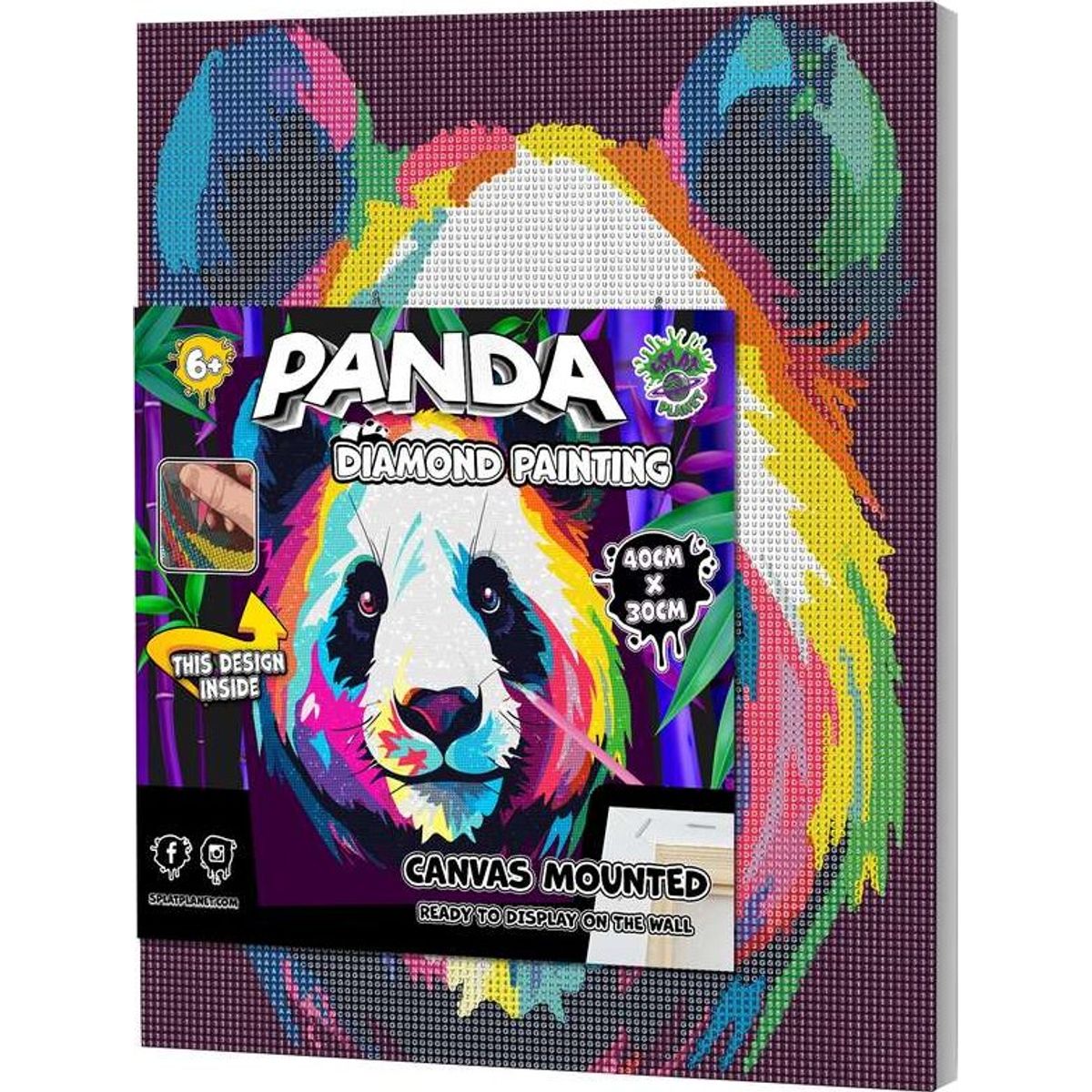 Diamond Art Painting Kit På Lærred - 30x40 Cm - Panda - Ny - Splat