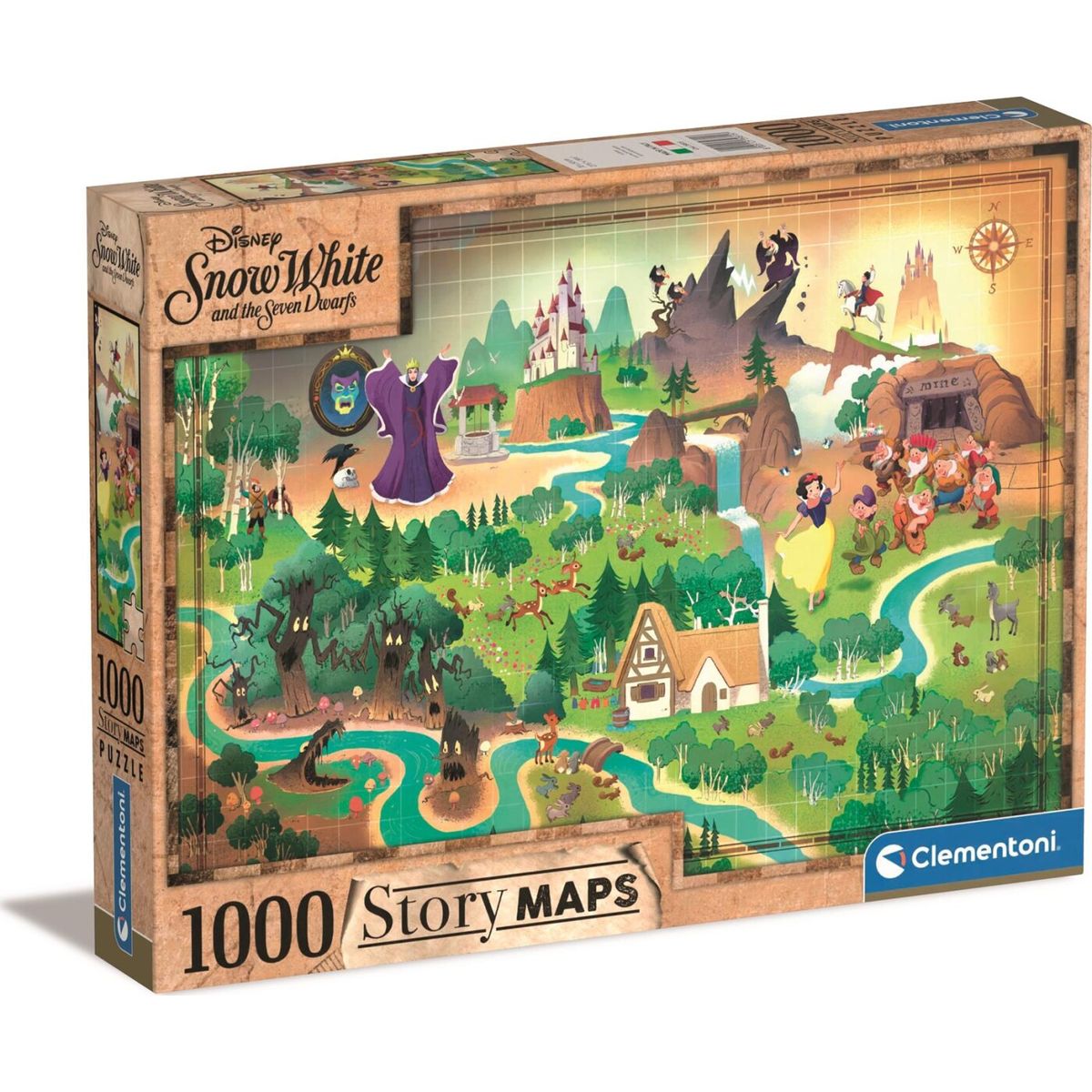 Disney Puslespil - Snehvide - Story Maps 1000 Brikker - Clementoni