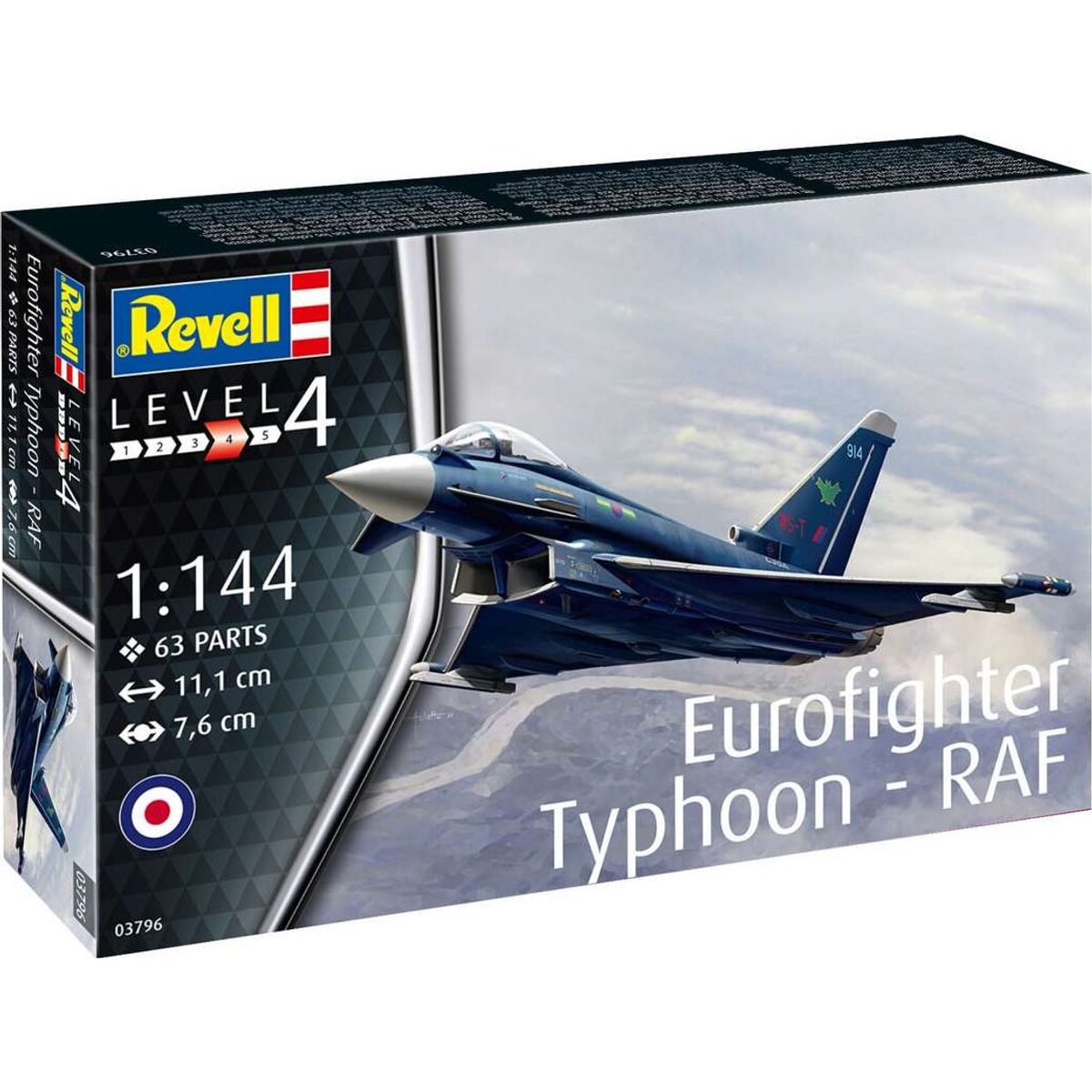 Revell - Eurofighter Typhoon Raf Modelfly - 1:144 - Level 4 - 03796