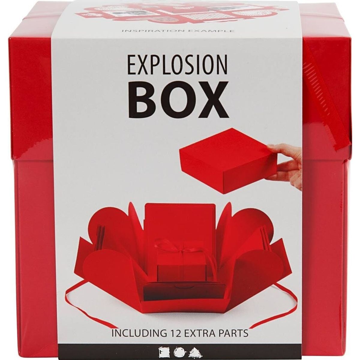 Explosion Box - Str. 7x7x7,5+12x12x12 Cm - Rød - 1 Stk.