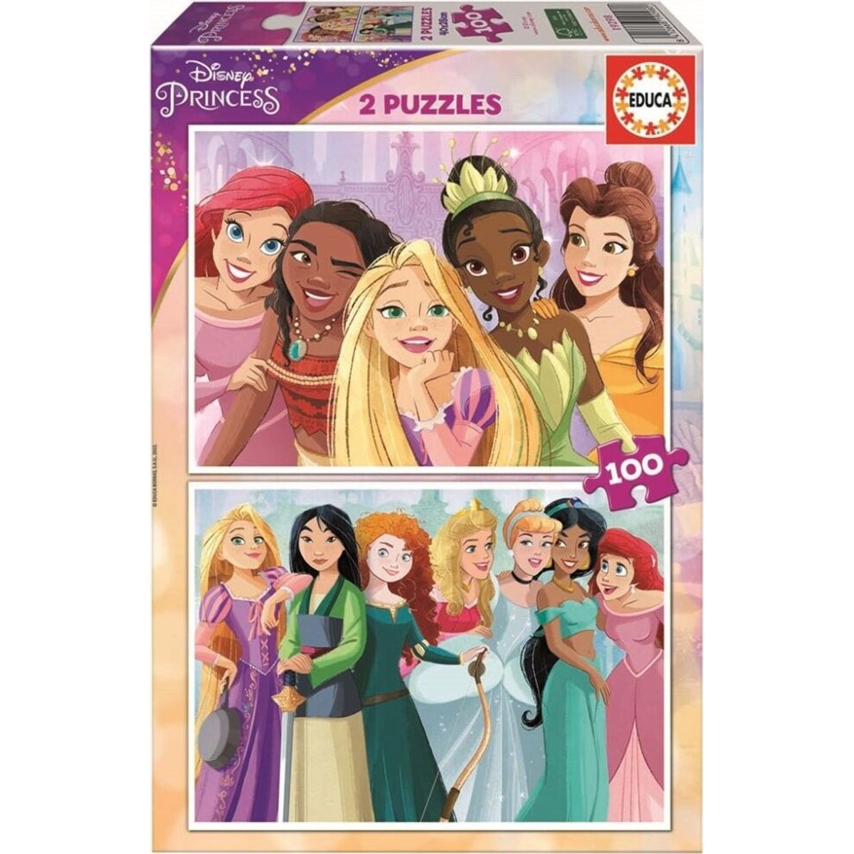 Educa - Puslespil I Træ Med 2x100 Brikker - Disney Prinsesser