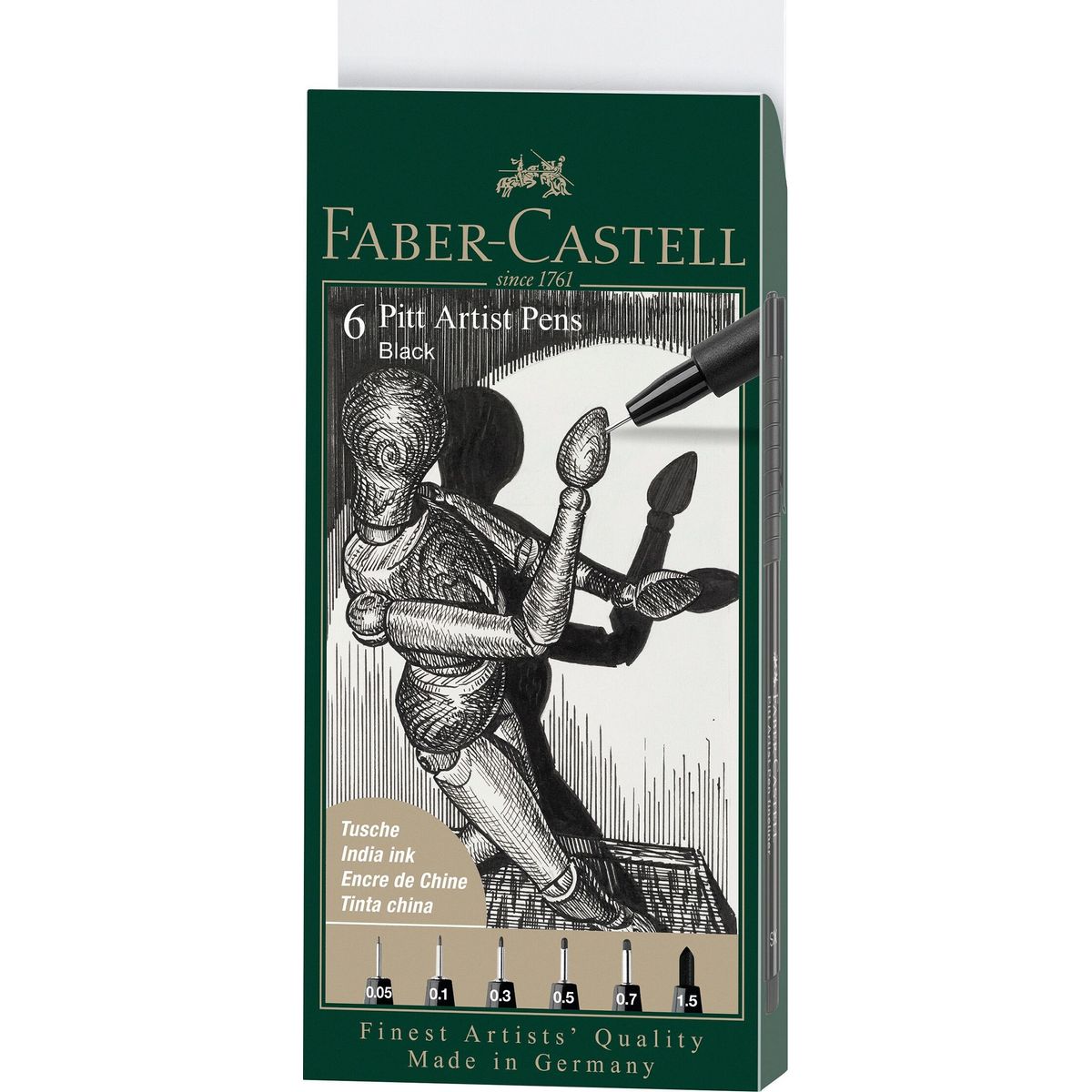 Faber-castell - Pitt Artist Pens Tegnesæt - 6 Stk - Sort