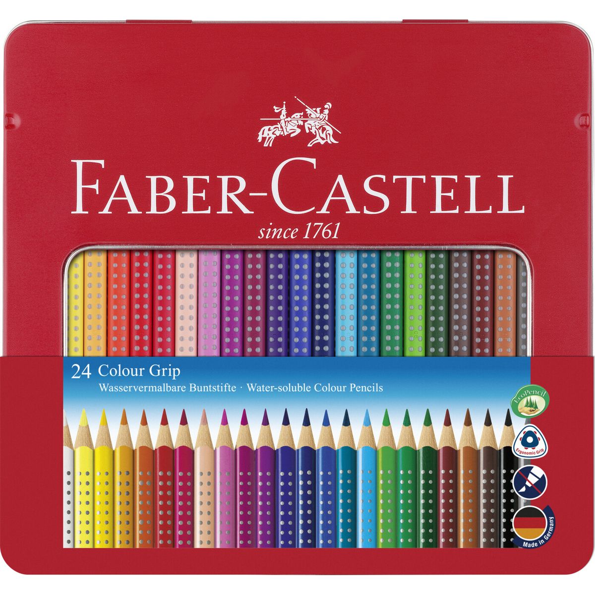 Faber-castell - Colour Grip Farveblyanter I Tinæske - 24 Stk.