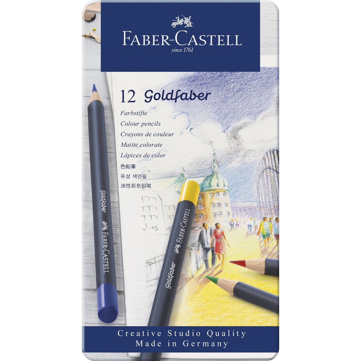 Faber-castell - Goldfaber Farveblyanter I Metalæske - 12 Farver