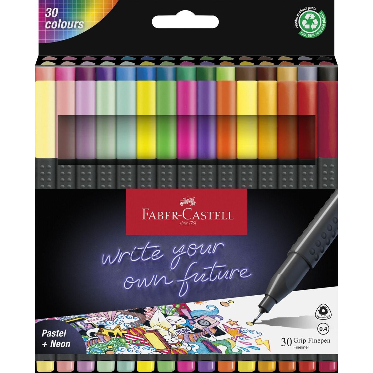 Faber-castell - Grip Finepen Tusser - 0,4 Mm - 30 Farver